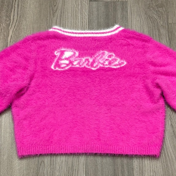 Barbie Halloween Costume Pink Cardigan Sweater Adult Heart Women’s Size Large - Picture 11 of 16
